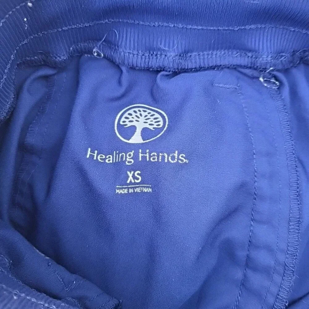 Purple Label Yoga by Healing Hands Navy Blue Women’s Scrub Jogger Pants Sz XS - Picture 5 of 8